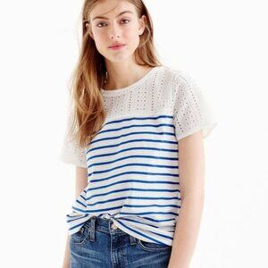 NWT J. Crew Blue Eyelet Stripe Shirt L